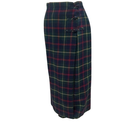 Red and Green Maxi Pencil Skirt with Wrap Style - Picture 8 of 11